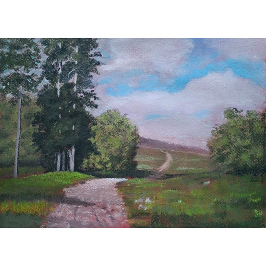 Summer's Dance of light and Shadow - Soft pastel- Original Art- 12X 9" with margin